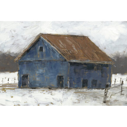 ” Blue Barn II ” by Ethan Harper Painting Print - Chic Decora