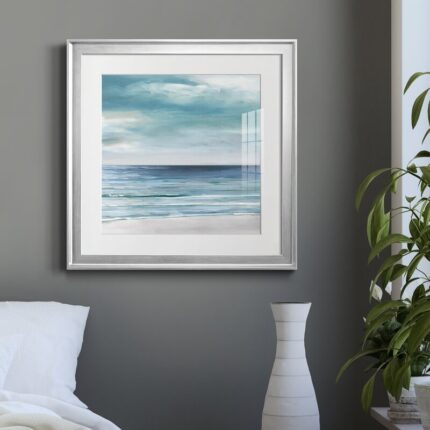 ” Blue Silver Shore II ” Painting Print - Chic Decora