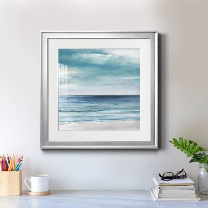 ” Blue Silver Shore II ” Painting Print - Chic Decora