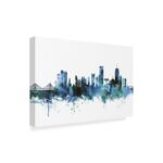 ” Boston Massachusetts Blue Teal Skyline ” by Michael Tompsett - Chic Decora