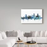 ” Boston Massachusetts Blue Teal Skyline ” by Michael Tompsett - Chic Decora