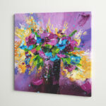 ” Bright Bouquet Of Spring Flowers On A Purple Background ” Painting Print - Chic Decora