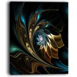 ” Brown Blue Fractal Flower In Black “ - Chic Decora