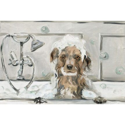 ” Bubble Bath Puppy ” by Eyre Tarney Painting Print - Chic Decora