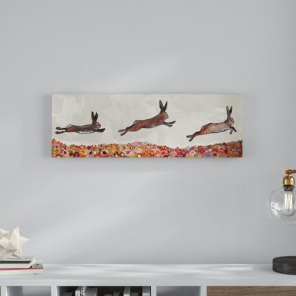 ” Bunnies Jumping Over Flowers ” by Eli Halpin - Chic Decora