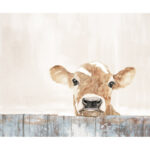 ” Calf On Abstract Fence ” Painting Print - Chic Decora