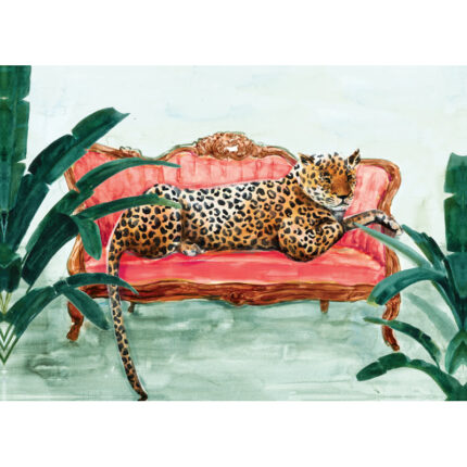 ” Cheetah On A Chaise ” Painting Print - Chic Decora