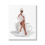 ” Chic Coffee Teacup Woman Sipping Robe Sunglasses ” by Ziwei Li - Chic Decora