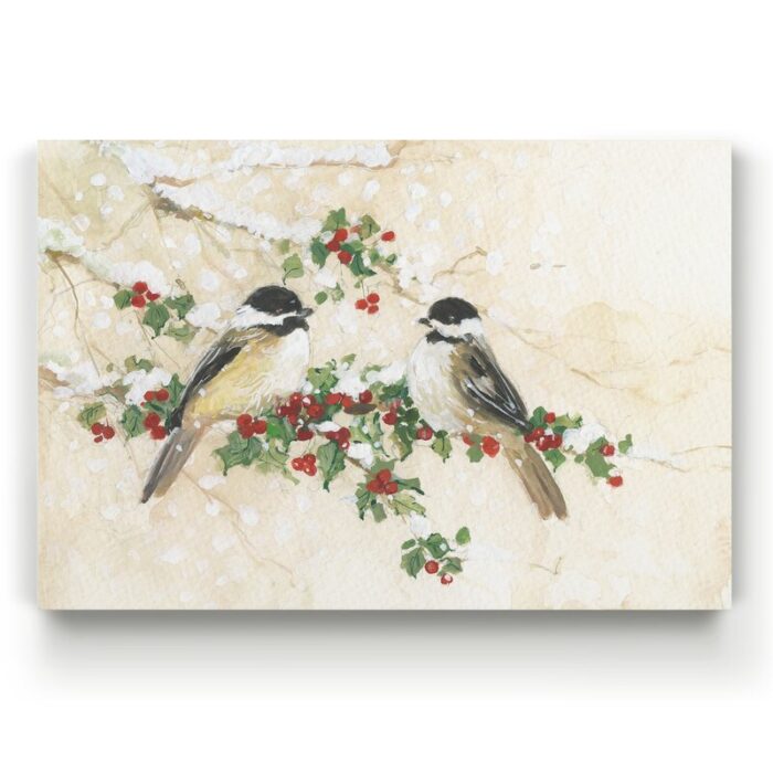 ” Chickadees And Holly “ - Chic Decora