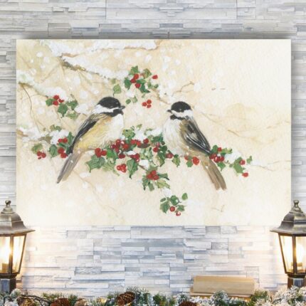 ” Chickadees And Holly “ - Chic Decora