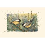 ” Chickadees And Pussy Willow ” Painting Print - Chic Decora