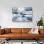 “Clear Water Indigo and Gray” Painting Print by Silvia Vassileva Modern Abstract Wall - Chic Decora