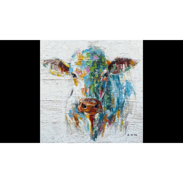 ” Colorful Cow ” Painting Print - Chic Decora