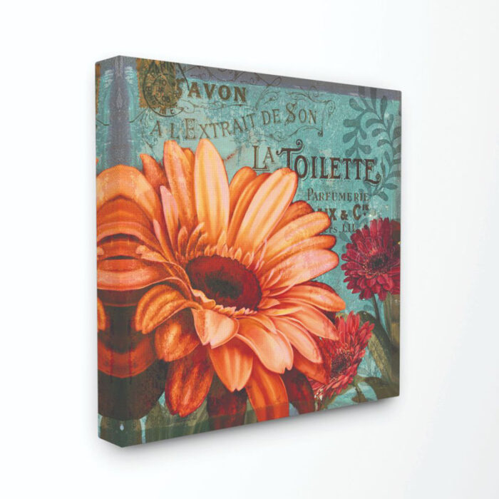 ” Colorful Daisies With Antique French Backdrop “ - Chic Decora