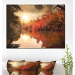 ” Colorful Fall Sunset Over River “ - Chic Decora