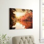 ” Colorful Fall Sunset Over River “ - Chic Decora