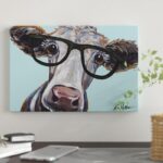 ” Cora The Cow With Glasses ” by Hippie Hound Studios - Chic Decora