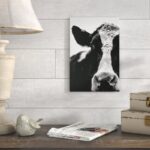 ” Cow Black And White Close Up ” by Lettered And Lined - Chic Decora