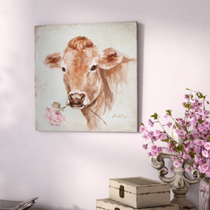 ” Cow With Rose “ - Chic Decora