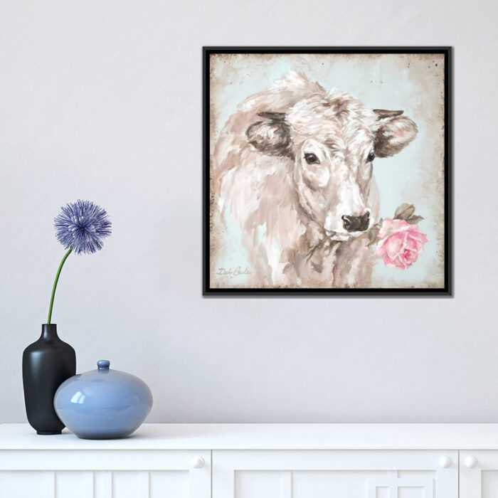 ” Cow With Rose II ” by Debi Coules - Chic Decora