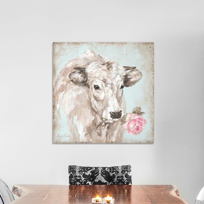 ” Cow With Rose II ” by Debi Coules - Chic Decora