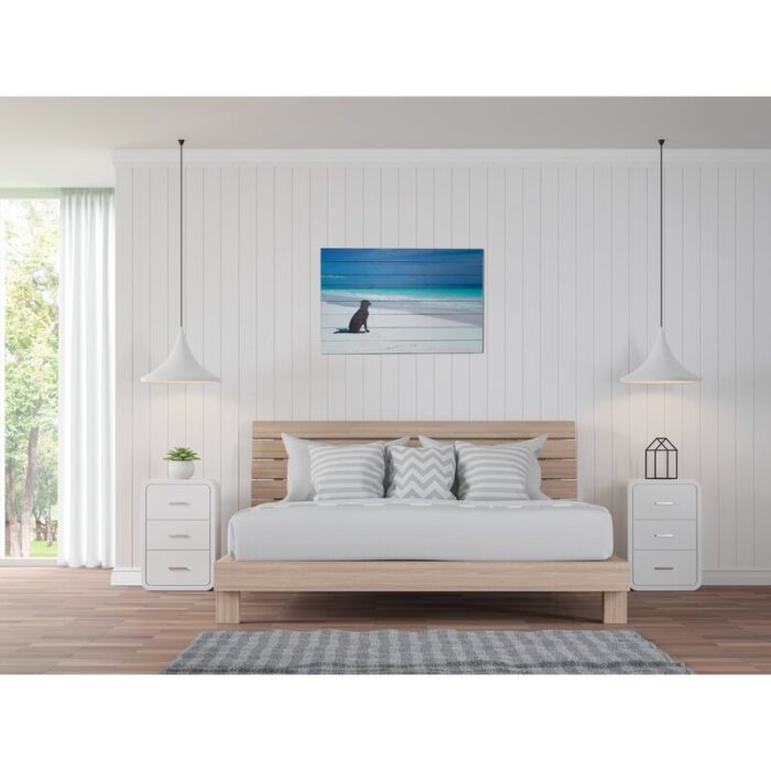 “Dog on Beach” Photograph Print on Planked Wood Wall Art - Chic Decora