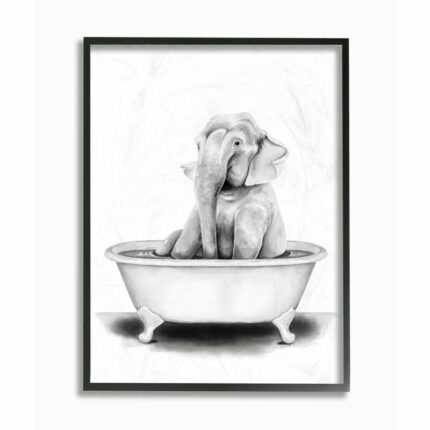 ” Elephant In A Tub Funny Animal Bathroom ” by Rachel Neiman - Chic Decora