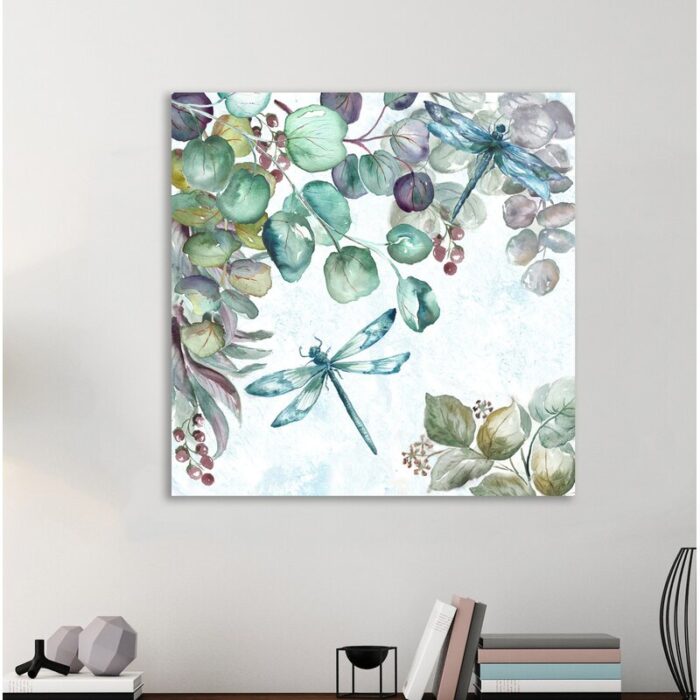 ” Eucalyptus And Dragonfly ” by Tre Sorelle Studios Painting Print - Chic Decora