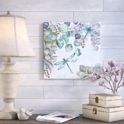 ” Eucalyptus And Dragonfly ” by Tre Sorelle Studios Painting Print - Chic Decora