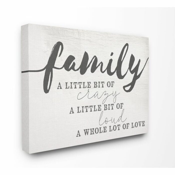 ” Family Crazy Loud Love Inspirational Word Design “ - Chic Decora