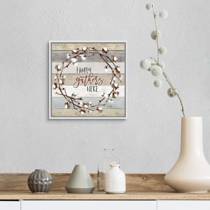 ” Family Gathers Here Cotton Wreath ” by Marla Rae - Chic Decora