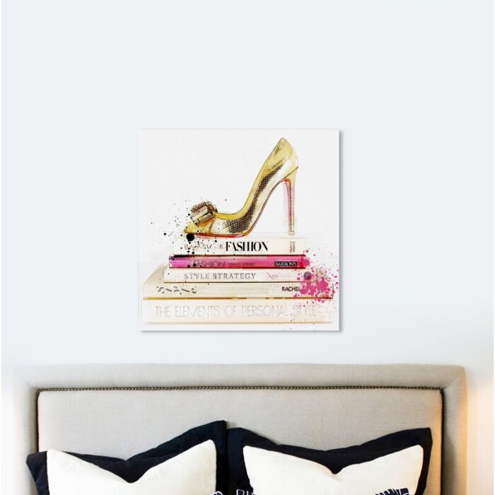 ” Fashion And Glam Gold Shoe And Fashion Books Shoes “ - Chic Decora