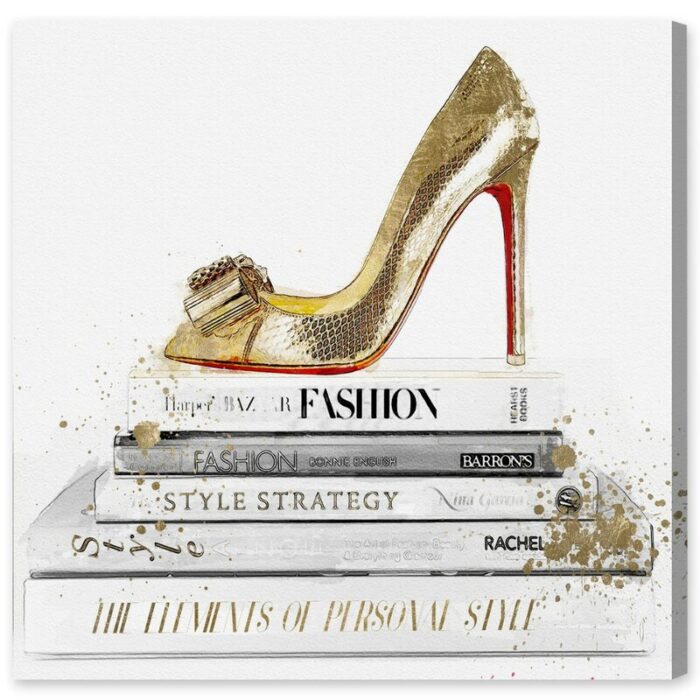 ” Fashion And Glam Gold Shoe And Red Sole High Heels “ - Chic Decora