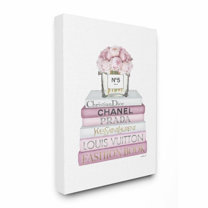 ” Fashion Designer Flower Bookstack Pink White Watercolor “ - Chic Decora