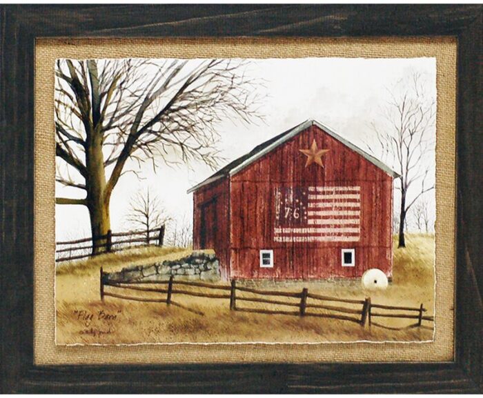 ” Flag Barn Primitive Country Farm Landscape ” by Billy Jacobs - Chic Decora