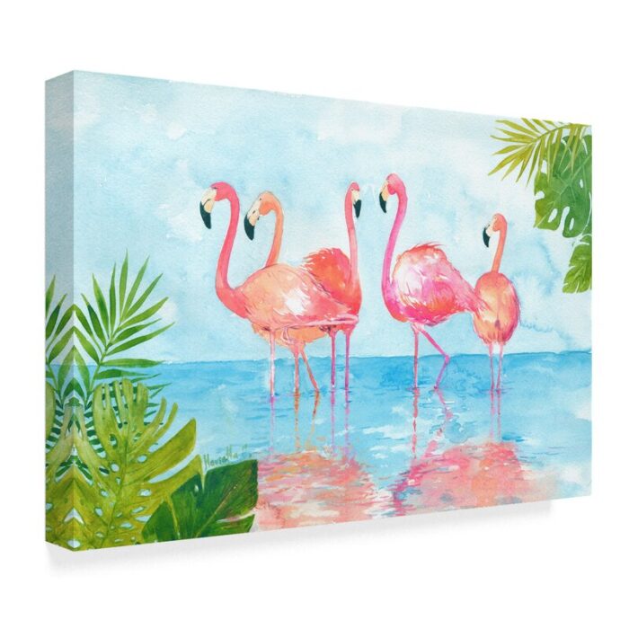 ” Flamingos And Leaves ” by Marietta Cohen Art And Design - Chic Decora