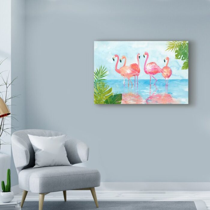 ” Flamingos And Leaves ” by Marietta Cohen Art And Design - Chic Decora