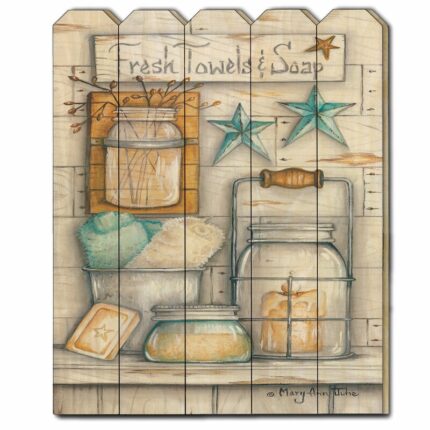 “Fresh Towels & Soap” Framed Wall Art for Living Room, Bedroom Wall Decoration by Mary Ann June - Chic Decora