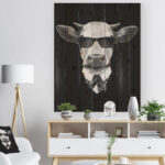 ” Funny Cow In Suit With Glasses ” by Victoria Novak - Chic Decora