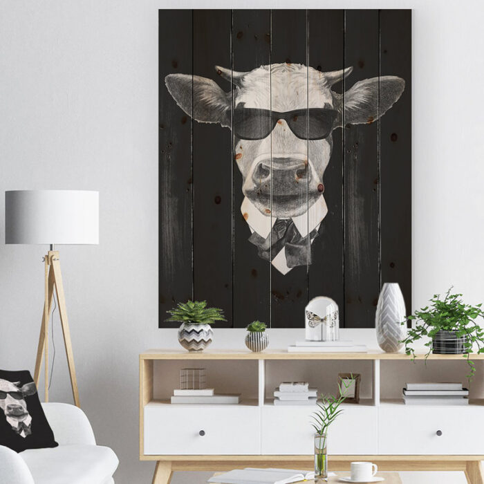 ” Funny Cow In Suit With Glasses ” by Victoria Novak - Chic Decora