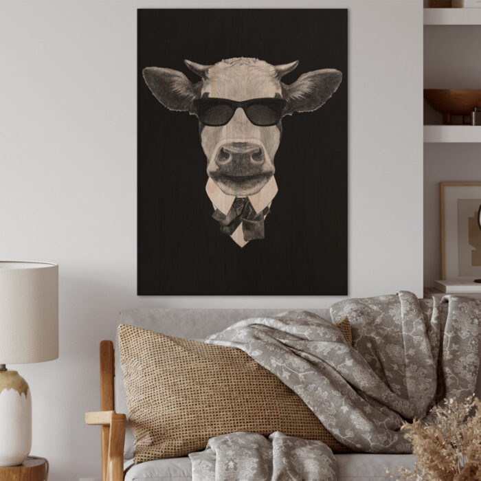 ” Funny Cow In Suit With Glasses ” by Victoria Novak - Chic Decora