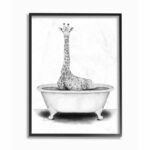 ” Giraffe In A Tub Funny Animal Bathroom ” by Rachel Neiman - Chic Decora