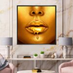 ” Gold Paint Drips From Sexy Woman Lips “ - Chic Decora