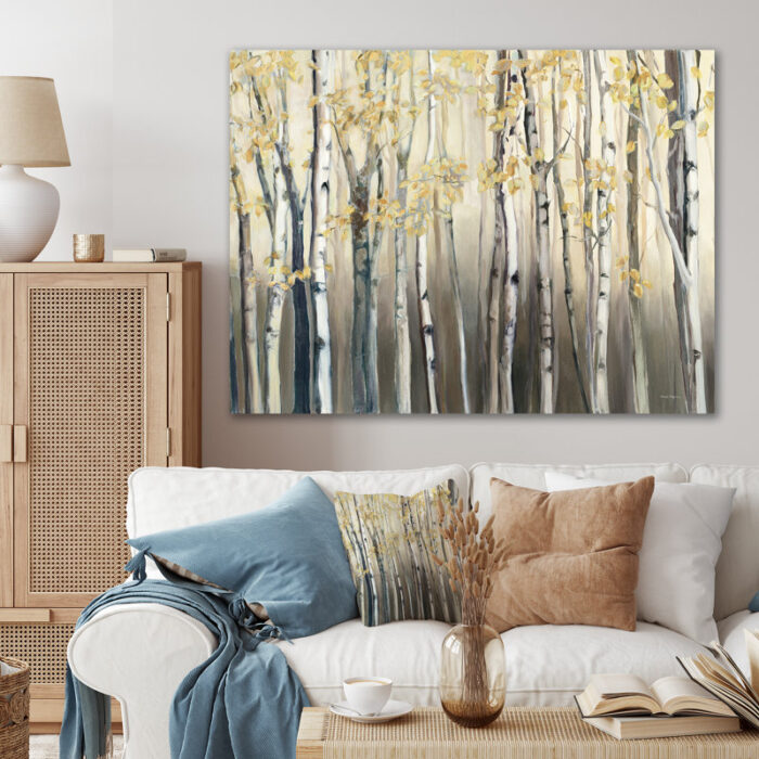 ” Golden Birch Forest I ” Painting Print - Chic Decora