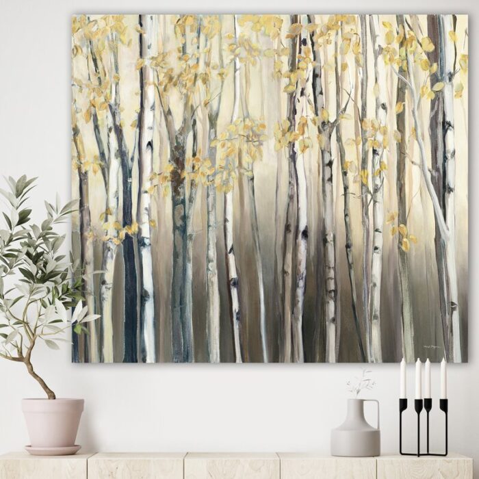 ” Golden Birch Forest I ” Painting Print - Chic Decora