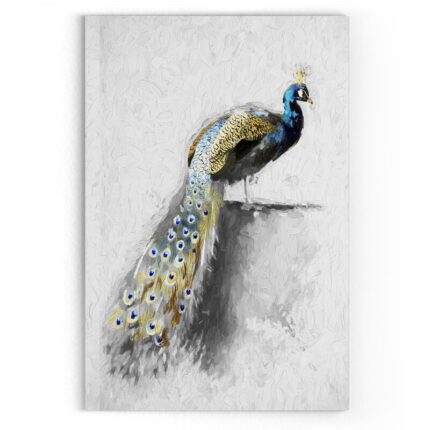 ” Golden Blue Peacock Feather I “ - Chic Decora