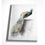 ” Golden Blue Peacock Feather I “ - Chic Decora