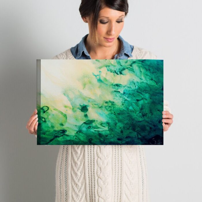 ” Green Watery Abstract ” by Sheila Gosselin - Chic Decora