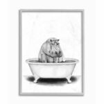 ” Hippo In A Tub Funny Animal Bathroom ” by Rachel Neiman - Chic Decora