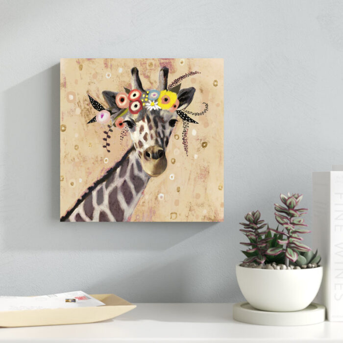 ” Klimt Giraffe II ” by Victoria Borges Painting Print - Chic Decora